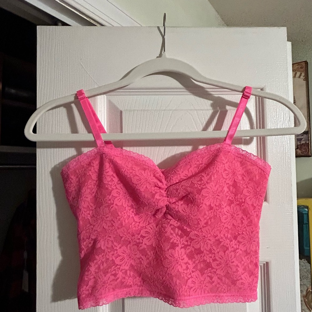 Women’s/Teen’s Size Small - Forever 21 Bright Pink Spaghetti Strap Crop Top